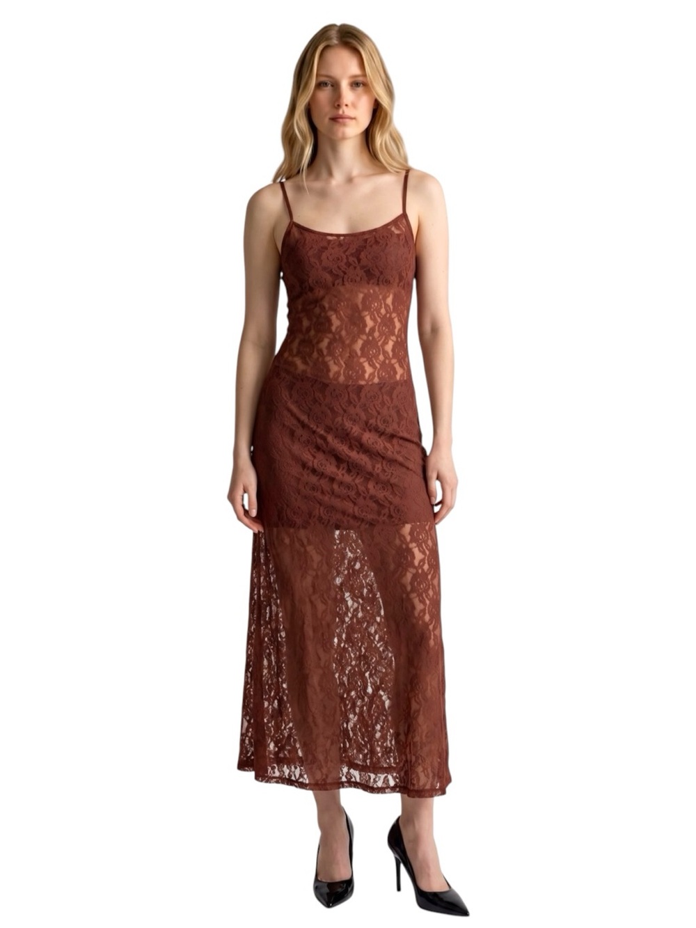 Anthropologie Lace Godet Maxi Slip Dress